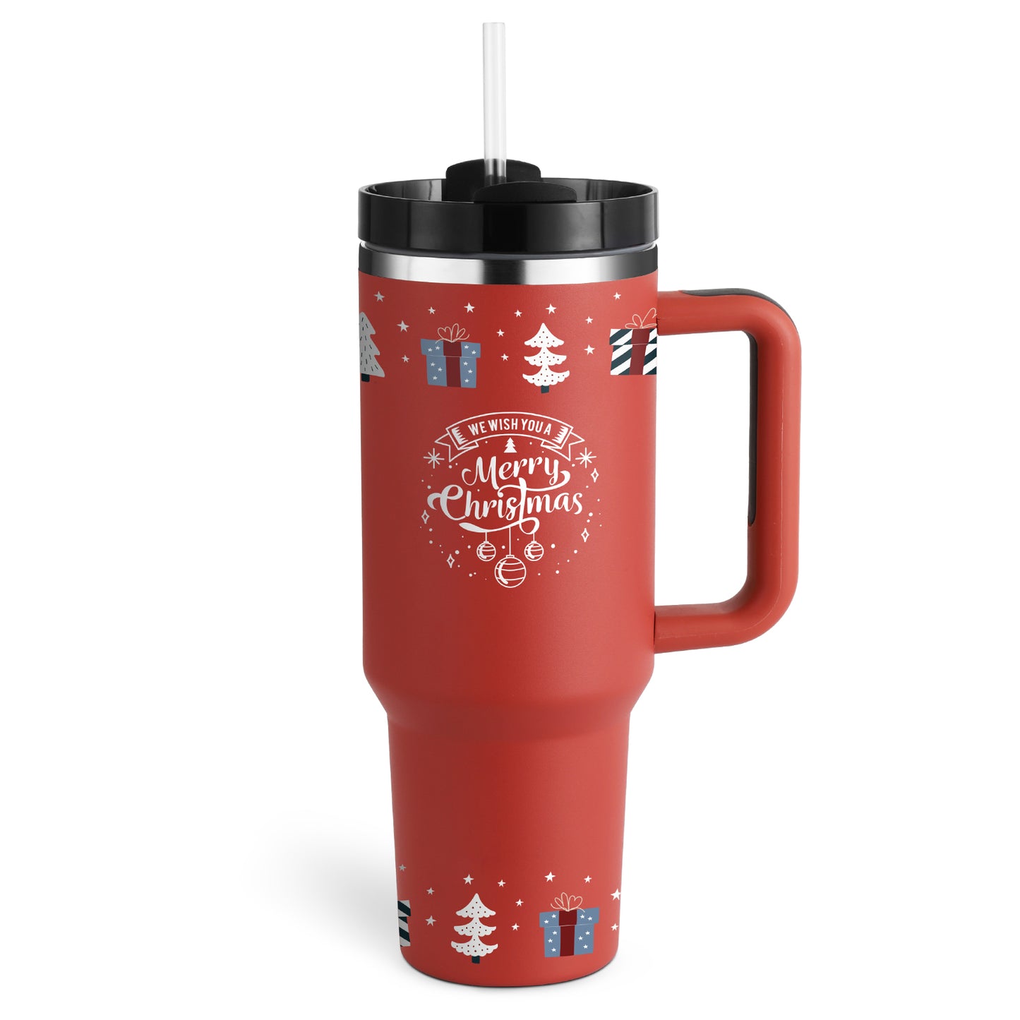 40 Oz Tumbler W/Handle Straw Insulated, Stainless Steel Gifts For Valentine & Holiday themes