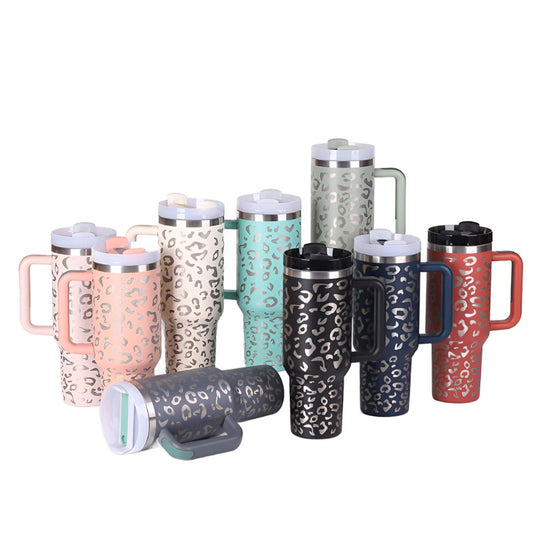 40 Oz Tumbler W/Handle Straw Insulated, Stainless Steel Gifts For Valentine & Holiday themes