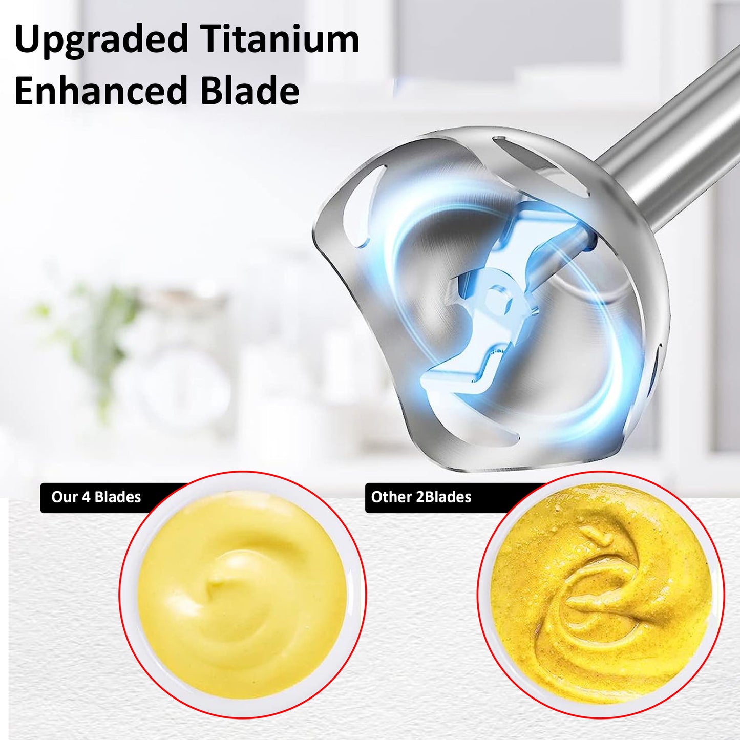 5 Core Handheld Blender, 8-Speed Stainless Steel Blades for Perfect Smoothies, Puree Baby Food & Soup