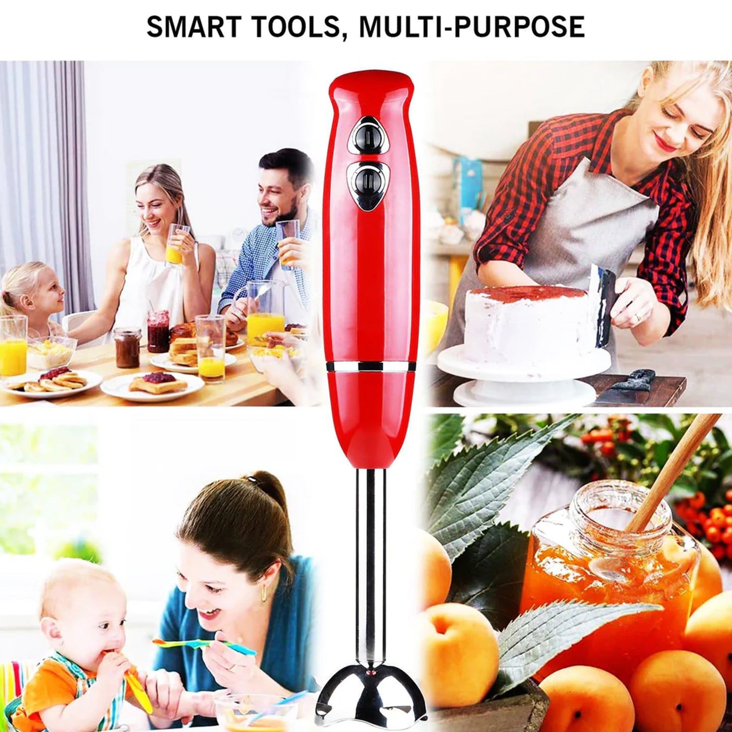 5 Core Handheld Blender, 8-Speed Stainless Steel Blades for Perfect Smoothies, Puree Baby Food & Soup