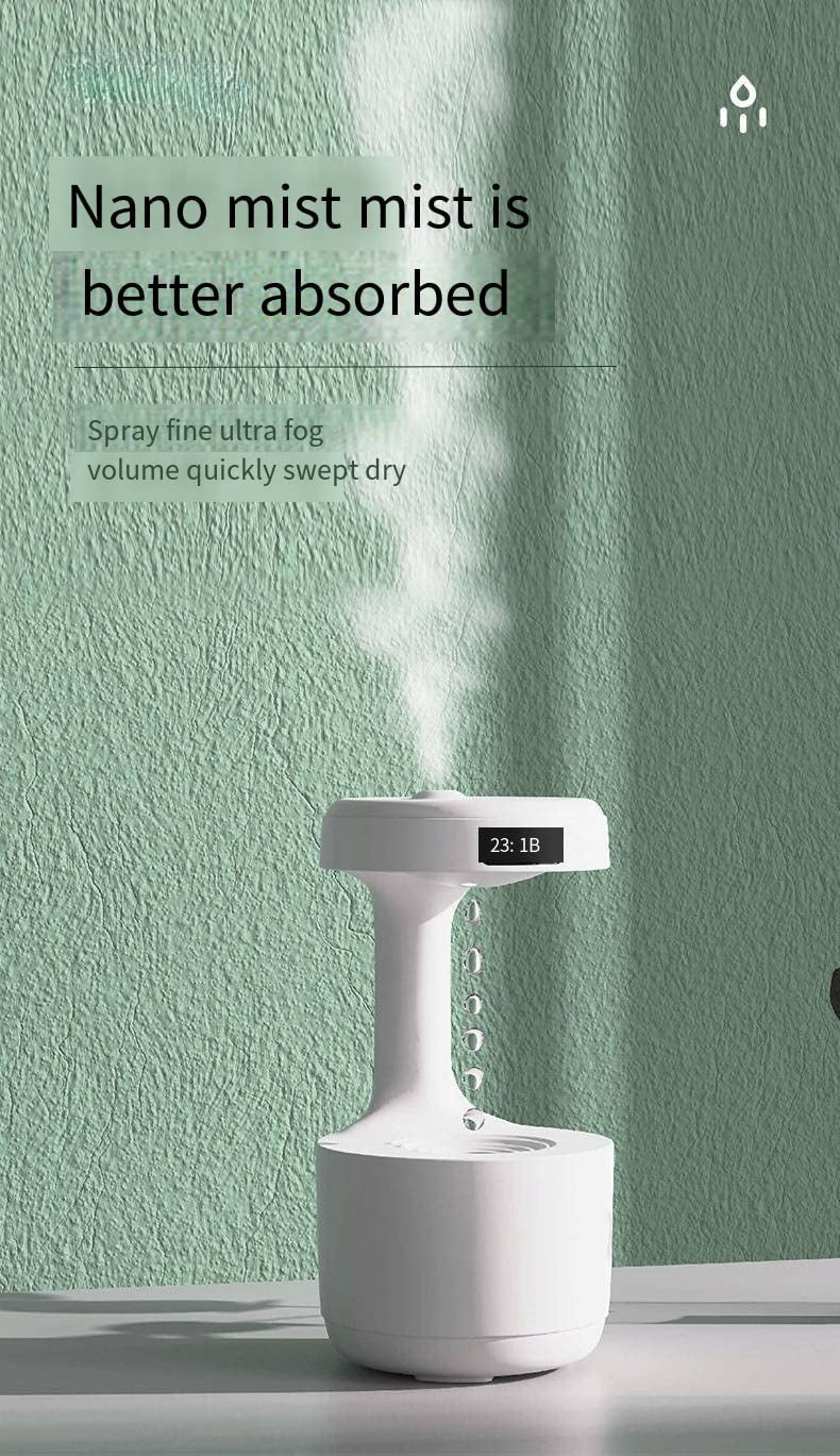 Anti-gravity humidifier: water drop backflow aromatherapy machine quiet office bedroom