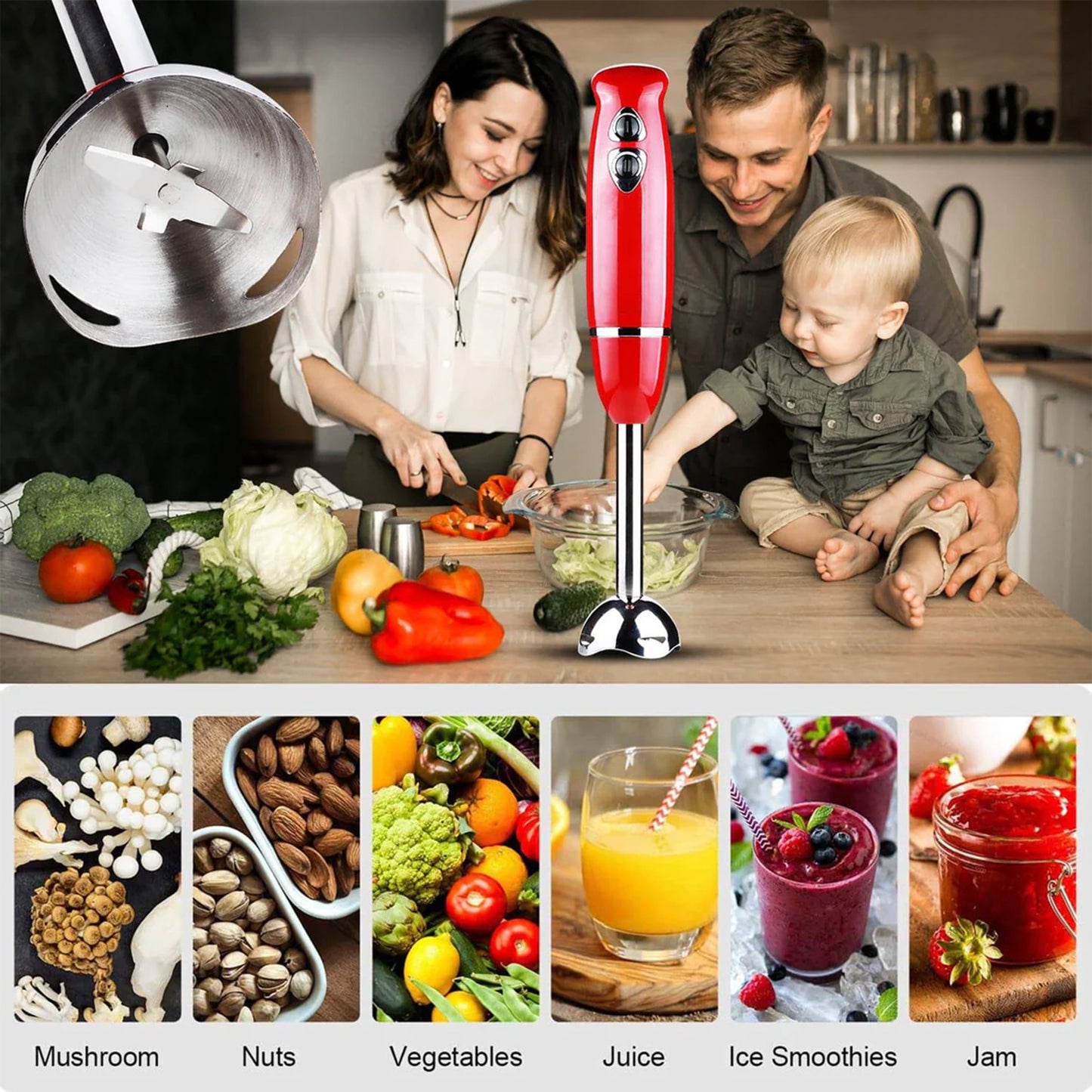 5 Core Handheld Blender, 8-Speed Stainless Steel Blades for Perfect Smoothies, Puree Baby Food & Soup